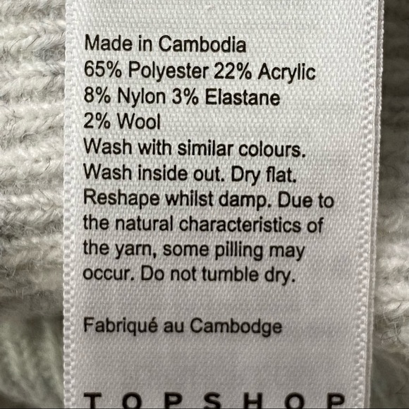 Topshop Sweater, Heather Gray Wool Blend, Chevron Design, Cropped Length, NWOT - Picture 12 of 12